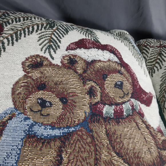 2 Riverdale Tapestry Throw Pillows 15" x 15" Teddy Bear Christmas Home Decor - Picture 10 of 10